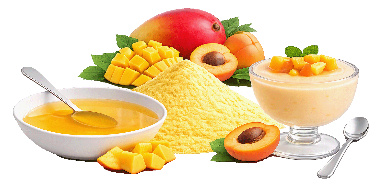 Fruchtsuppe/Dessert "Aprikose-Mango" mit Fruchtstücken
