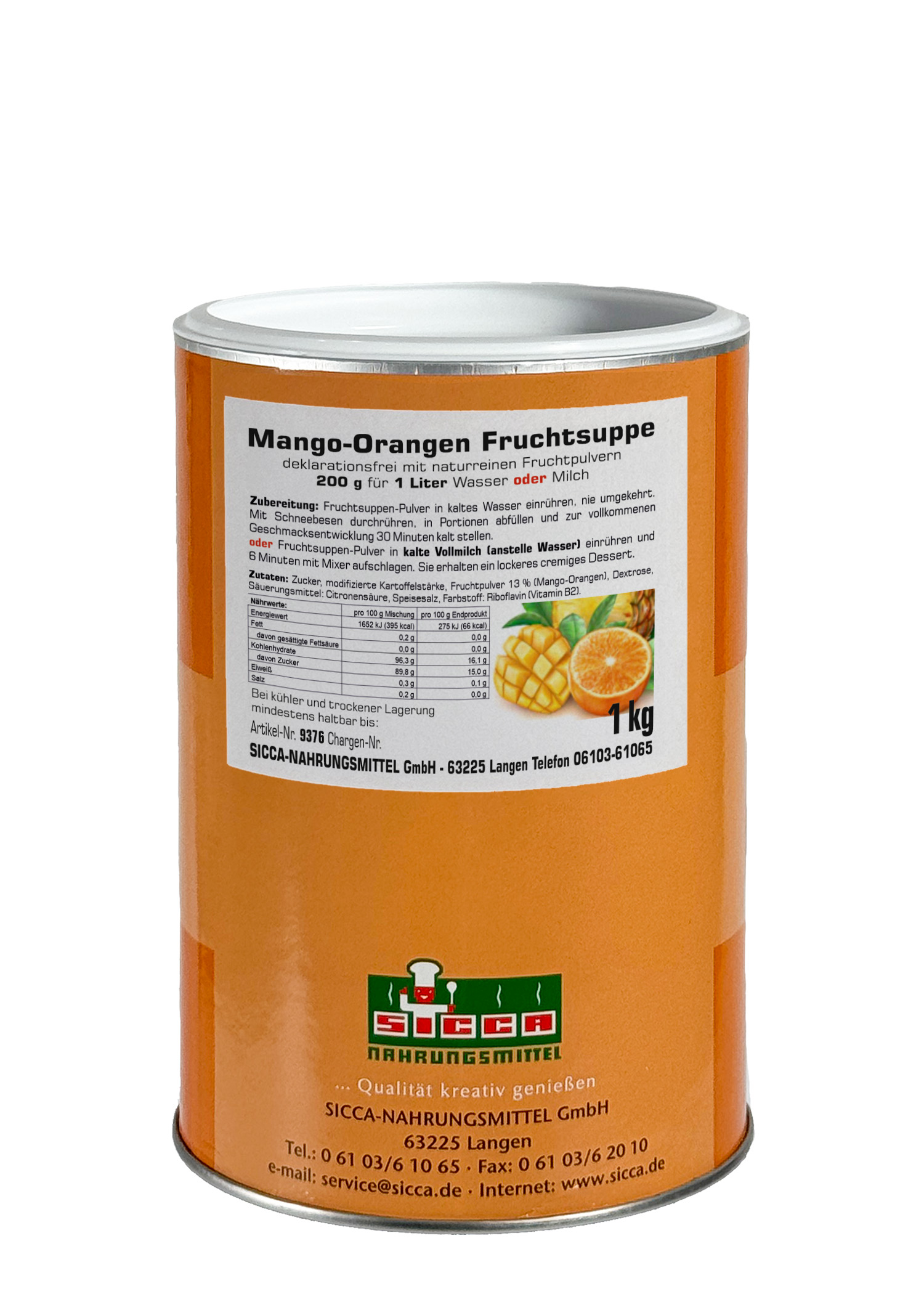 Fruchtsuppe/Dessert "Mango-Orange" ohne Fruchtstücke