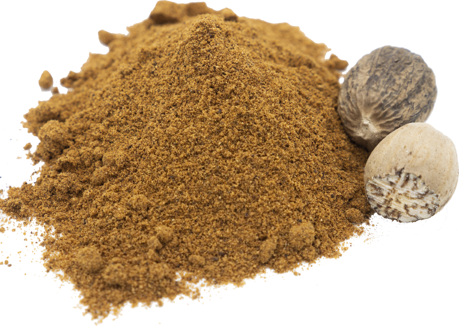 Muskat goldbraun aus ganzen Nüssen gemahlen