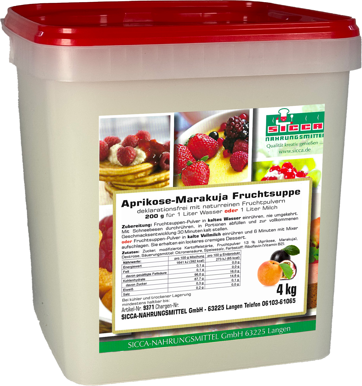 Fruchtsuppe/Dessert "Aprikose-Maracuja" ohne Fruchtstücke