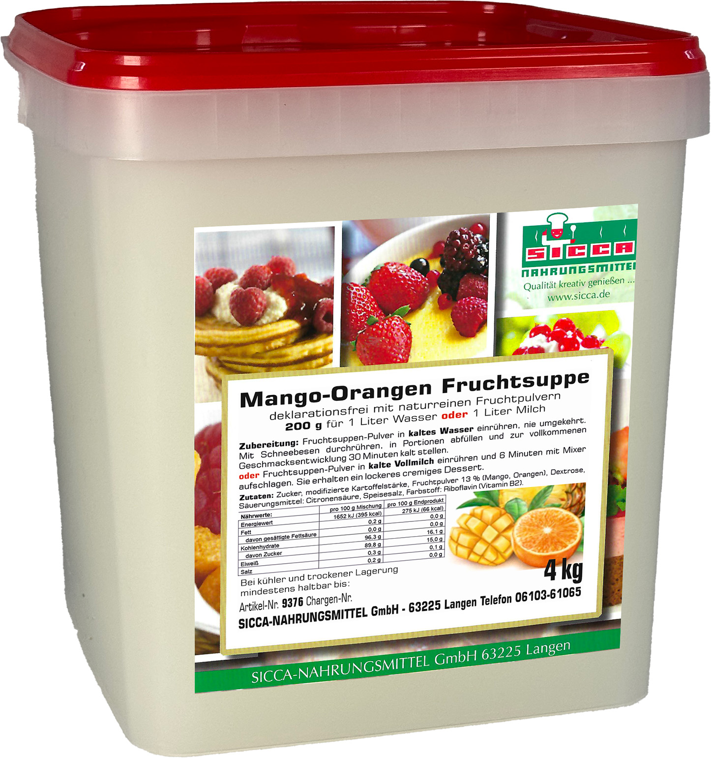 Fruchtsuppe/Dessert "Mango-Orange" ohne Fruchtstücke