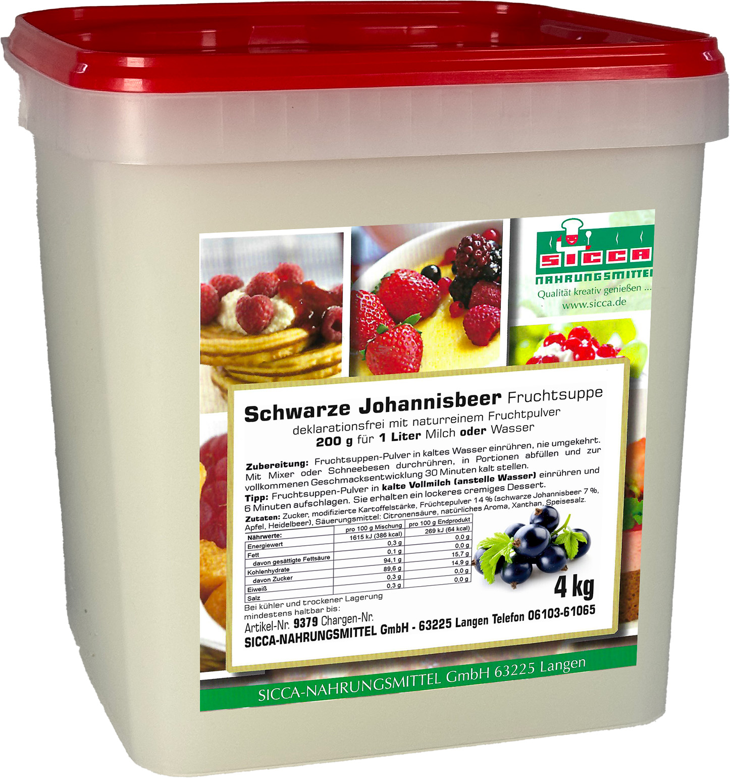 Fruchtsuppe/Dessert "Schwarze Johannisbeere" ohne Fruchtstücke